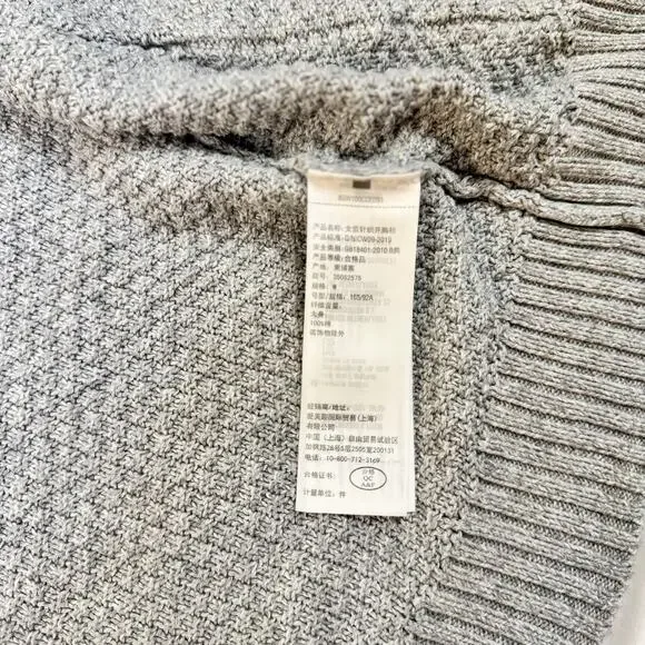 Hollister Gray Cable Knit Cardigan Women’s Medium Chunky Cotton Cozy Coastal - Picture 10 of 15